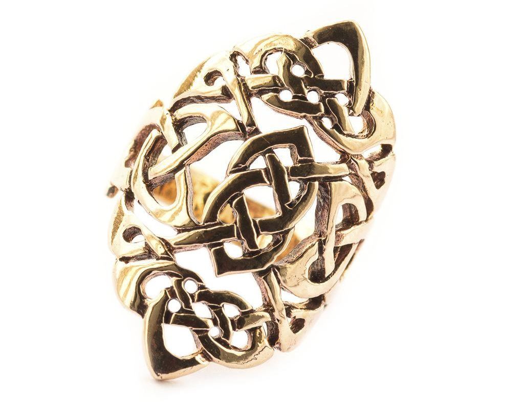 [WDrb13-001] Langer Celtic Ring RIGANI aus Bronze – 2,1 cm Keltischer Knotenring inspiriert von der Göttin Rigani (14,5 / 46)