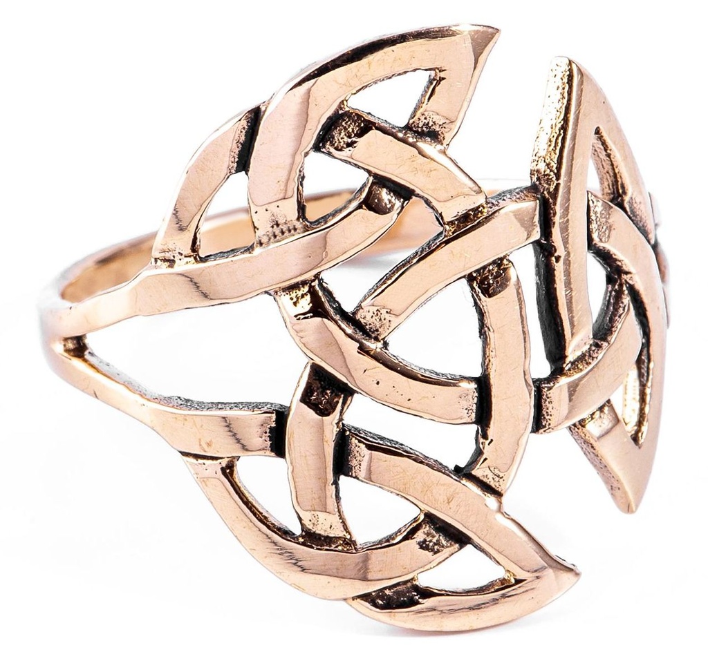 Keltischer Damenring NEMAIN aus Bronze – 20 mm offenes Trinitäts-Knotenmuster