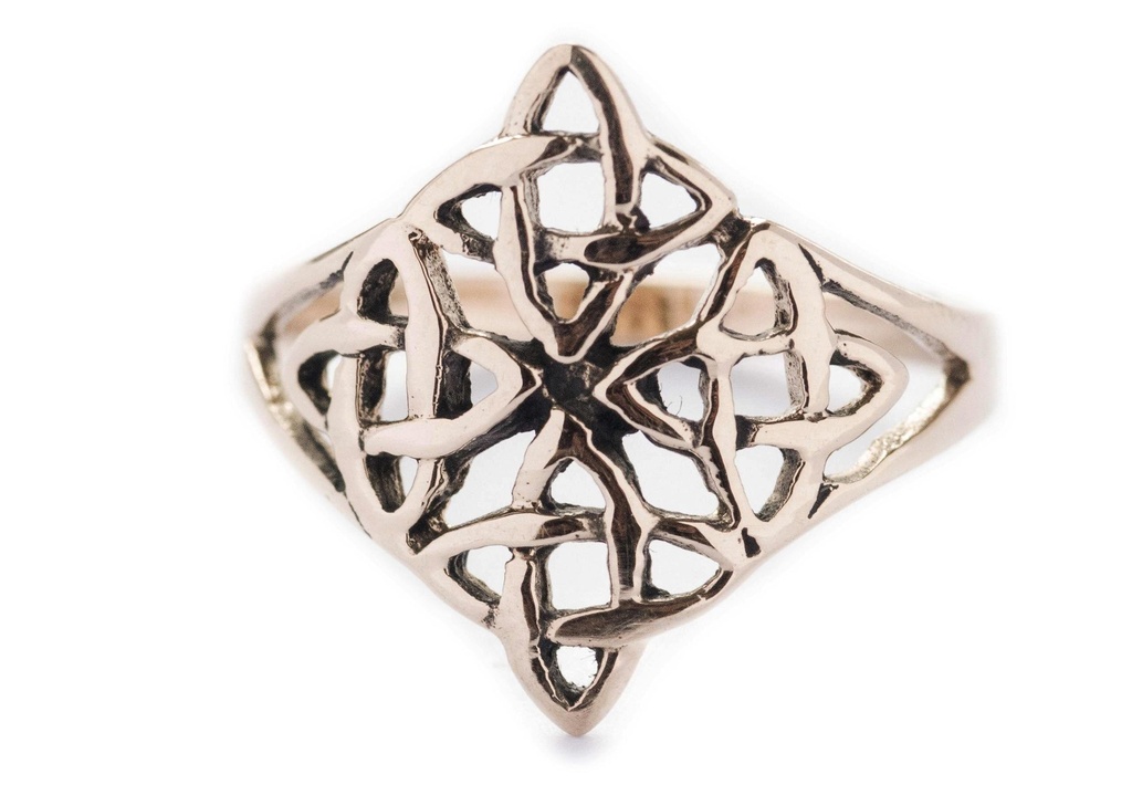 [WDrb605-001] Keltischer Knoten-Ring "Taina" aus Bronze – Handgefertigter Ring mit 16 mm breitem Knotenmuster (14 / 44)