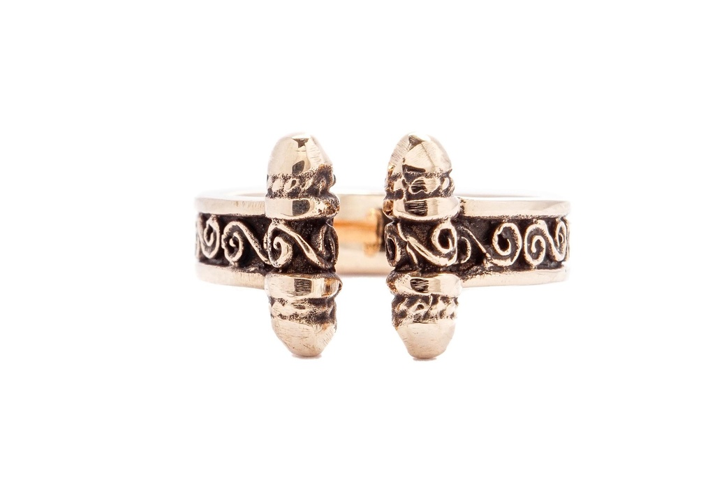 Wikinger-Ring "Sirar" aus Bronze – Mystische Lebensspiralen für Reenactment & LARP 1,2 cm
