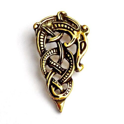 [09 Wi-En 3:C.me] Urnesstil Wikinger Riemenzunge für 3 cm Gürtel (bronze)