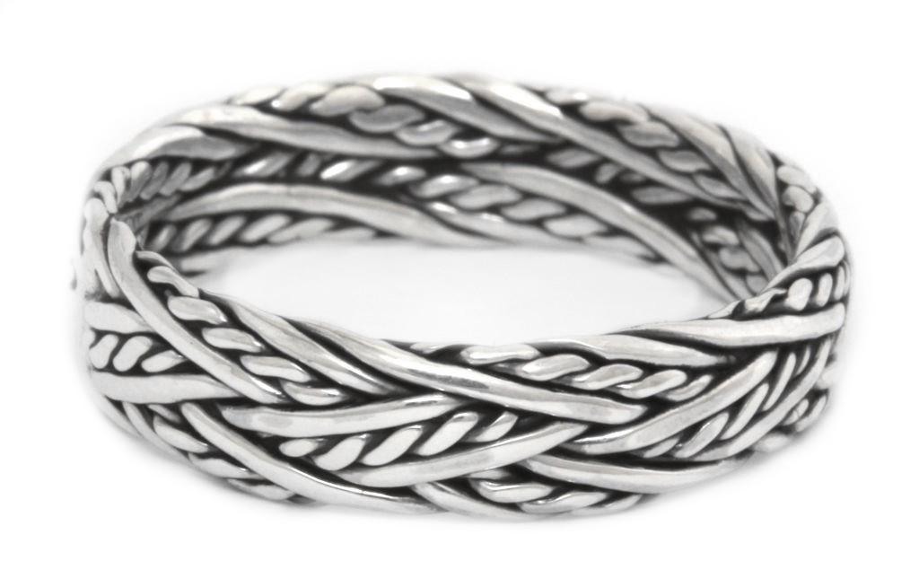 [WK-5118-2015-14 / 44] Ring Aron aus Silber 925 – Wikinger Bandring 5 mm geflochten (14 / 44)