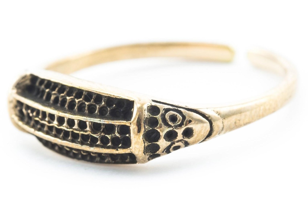 Wikinger-Ring "Bhatar" aus Bronze – Offener Schutzring mit Wächtermotiven 7 mm