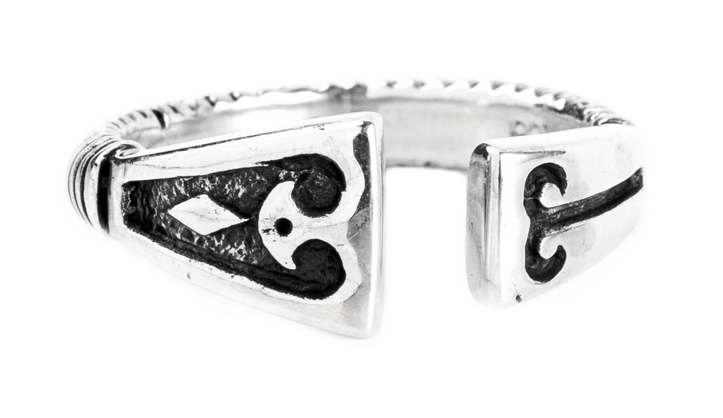 FINNBOGI Ring aus Silber – Offener Wikinger Herrenring mit Knotenmuster 8 mm 