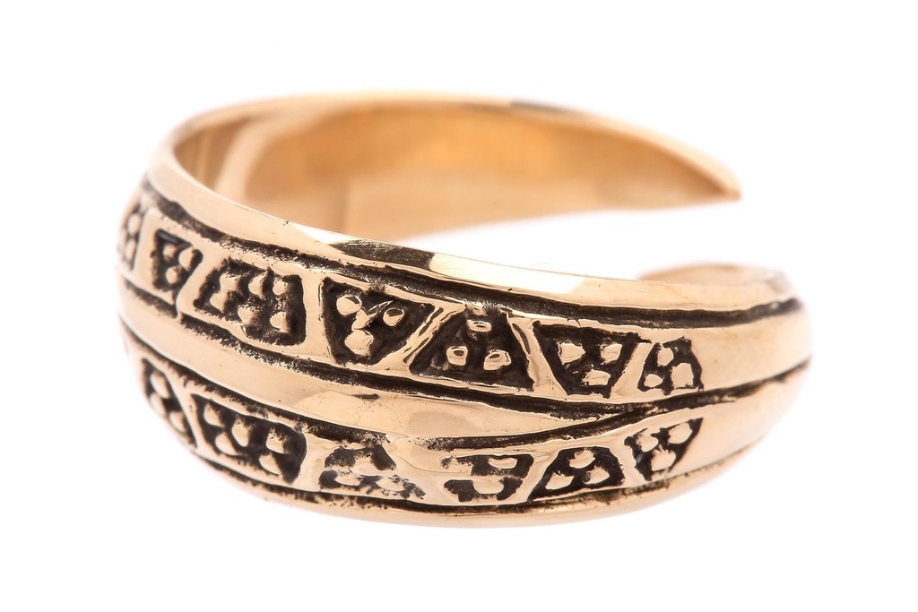 Wikinger-Ring "Aurora" aus Bronze – Offener Ring mit nordischem Symbolmuster 9 mm