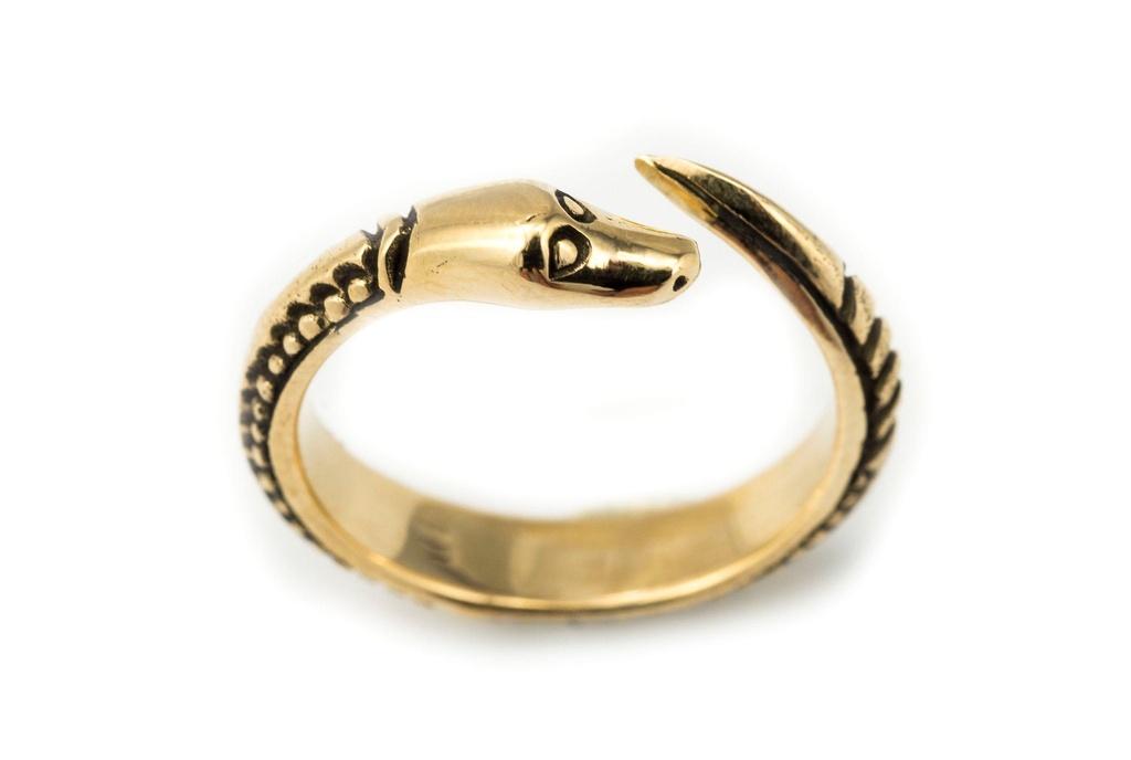 Wikinger-Ring "Sima Dragon" aus Bronze – Offener Ring mit Drachenmotiv für Reenactment & LARP 7 mm