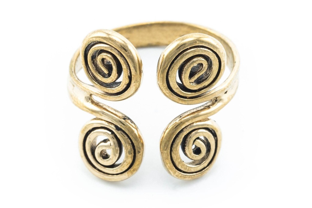 Wikinger-Ring "Silvan" aus Bronze – Doppelspirale des Lebens für Reenactment & LARP 2 cm