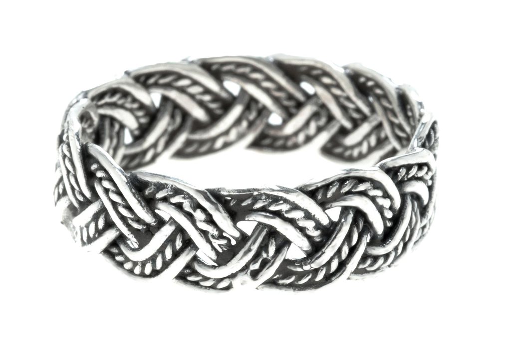 [WK-5136-2015-14 / 44] Wikinger Flecht-Ring "Davin" aus 925er Sterlingsilber – Handgefertigter Ring mit Zopfmuster (14 / 44)