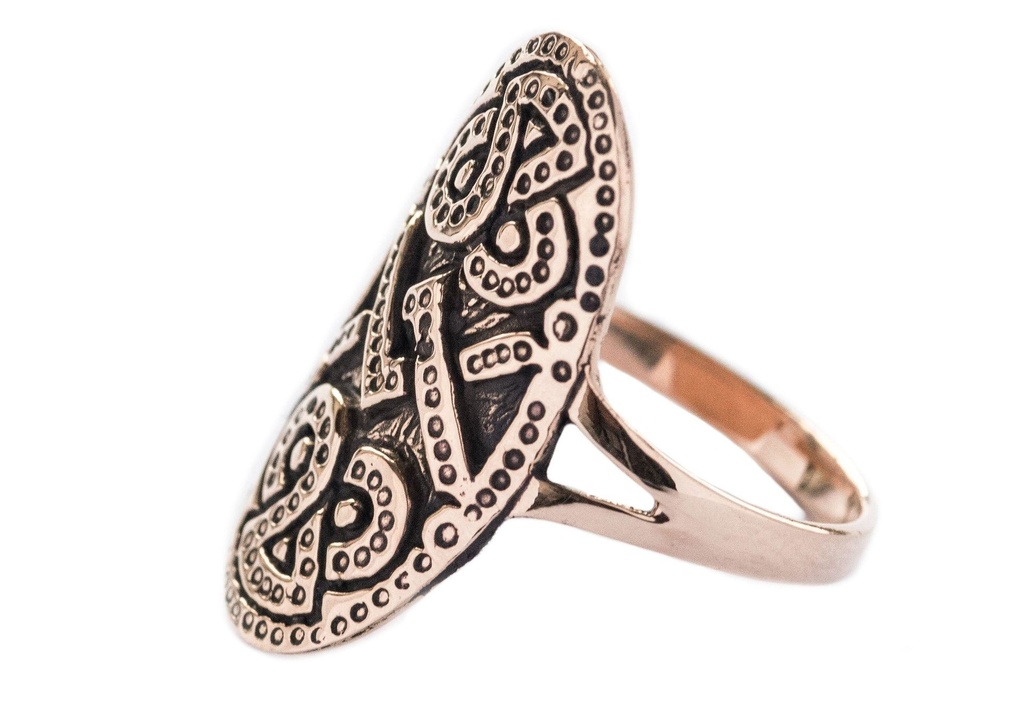 WINDALF Wikingerring DAGRON aus Bronze – Runenring mit Dagaz-Symbol, inspiriert von einem historischen Fund