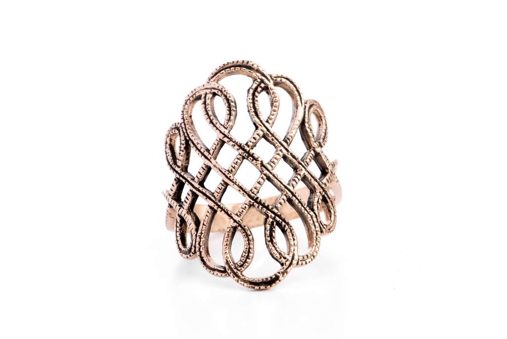 Wikinger Damenring LUCIANA aus Bronze – 2,3 cm Vintage-Design mit Freyas Fackel und Ornamentik