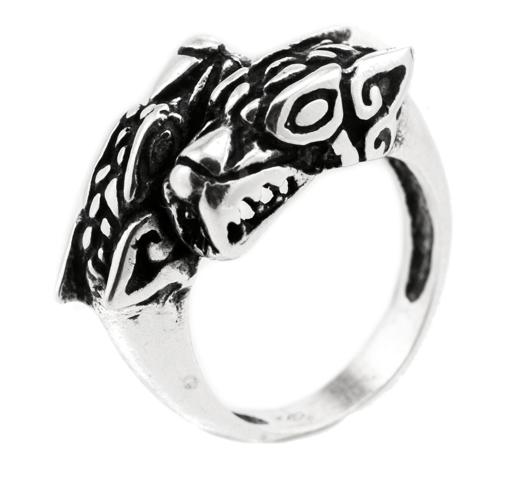 [WK-5168-2015-14 / 44] Ring Fenris aus Silber 925 – Wikingerring Geri & Freki 11 mm mit Odins Wölfen (14 / 44)