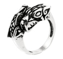 Ring Fenris aus Silber 925 – Wikingerring Geri & Freki 11 mm mit Odins Wölfen