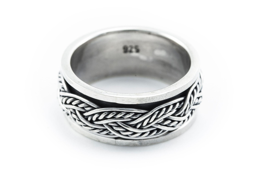Ring Aldur Drehring aus Silber 925 – Wikinger Bandring 8 mm mit beweglichem Mittelteil