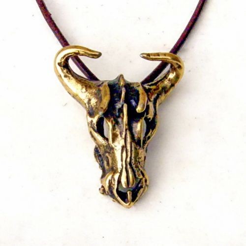 [00 Stierschaedel 4.si] Anhänger 'Stierschädel' - Accessoire, Schmuck für Mittelalter, LARP und Alltag (silber)