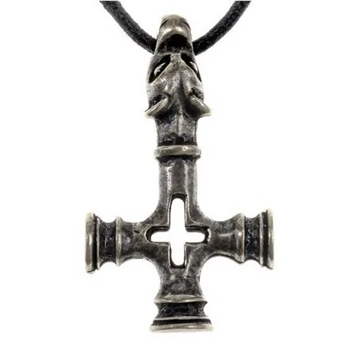[00 Wolfskr 4.si] Anhänger 'Wolfskreuz Thorshammer, groß' - Accessoire, Schmuck für Mittelalter, LARP und Alltag (silber)