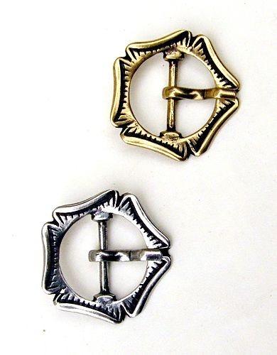 [09 Ma-S 2:D.me] Mittelalter-Schnalle Fünfpass - für 2 cm Gürtel (bronze)