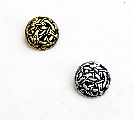 [08 Wi-0 SchKno.me] Wikinger-Zierniete „Schlangenknoten“ (XS) – Replik im Urnes-Stil des 10.–11. Jahrhunderts (bronze)