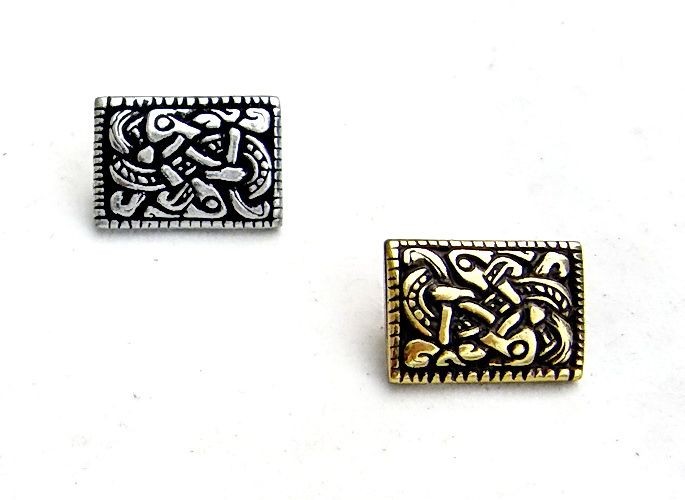 [WK-5397-2015-001] Wikinger-Zierniete „Tierstil“ (S) – Rechteckiger Gürtelbeschlag im Stil des 9. Jahrhunderts (bronze)