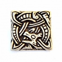 [08 Wi-4 Drache E.me] Wikinger-Zierniete Drache – Borrestil-Replik aus dem 9.–10. Jh. in quadratischer Form  (bronze)