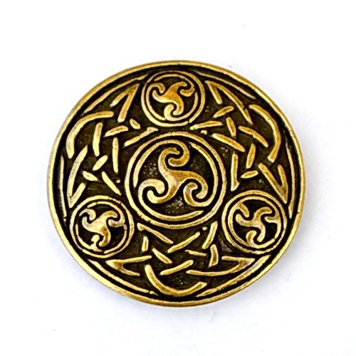 [08 ce-4 Spiral.me] Keltische Zierniete Spiralen / XXL – Große Triskele-Zierniete mit keltischem Knotenmotiv (bronze)