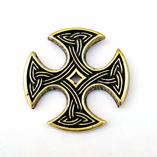 [08 Ma-4 Nevern.me] Beschlag Kreuz von Nevern / XXL – Zierniete nach dem normannisch-keltischen Steinkreuz von Wales  (bronze)