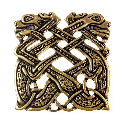 [08 ce-4 Hunde.me] Beschlag Keltische Hunde / XXL – Zierniete mit keltischem Tiermotiv nach historischem Vorbild (bronze)