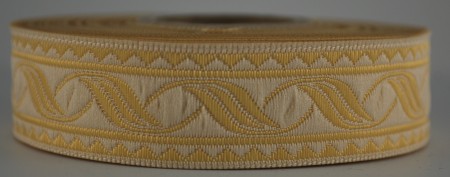 Borte Blätterranke in Mattgold-Gold, 19 mm- Webborte zur Verzierung mittelalterlicher Kostüme und Larp Gewandungen