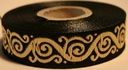 Borte Schnörkel 2 in Schwarz-Gold, 19 mm- Webborte zur Verzierung mittelalterlicher Kostüme und Larp Gewandungen