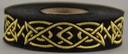 Borte Keltisch 4 in Schwarz-Gold, 19 mm- Webborte zur Verzierung mittelalterlicher Kostüme und Larp Gewandungen