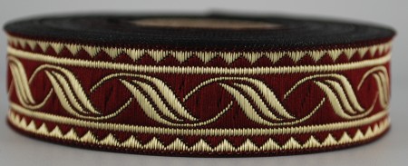 Borte Blätterranke in Bordeaux-Gold, 19 mm- Webborte zur Verzierung mittelalterlicher Kostüme und Larp Gewandungen