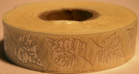 Borte Blätter in Creme-Silber, 19 mm- Webborte zur Verzierung mittelalterlicher Kostüme und Larp Gewandungen