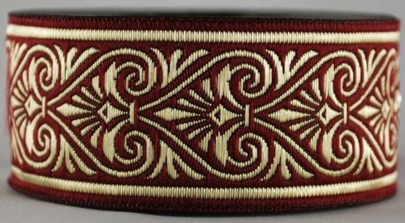 [33118-brdx] Borte Herzen 2 in Bordeaux-Gold, 33 mm- 10 m - Webborte zur Verzierung mittelalterlicher Kostüme und Larp Gewandungen