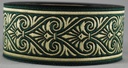 Borte Herzen 2 in Grün-Gold, 33 mm- 10 m - Webborte zur Verzierung mittelalterlicher Kostüme und Larp Gewandungen