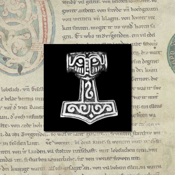 Thorshammer Mjölnir Anhänger 'Steinthor II' aus Silber 925 - Mittelalter, Larp, Reenactment Schmuck