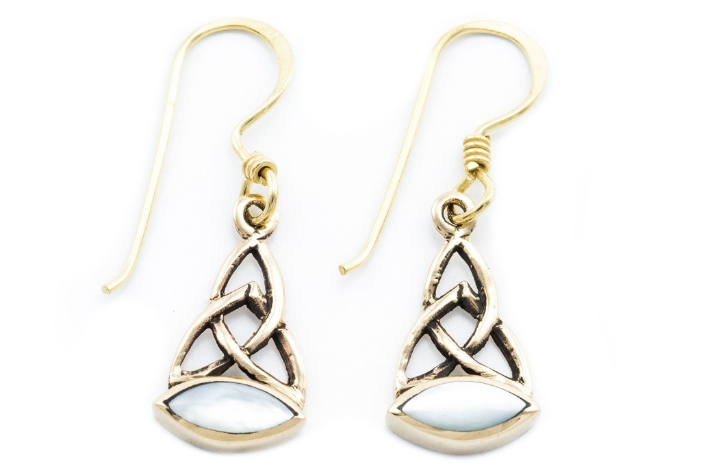 [Ohb516-2] Schmuck Ohrhänger Aronwen Celtic Perlmutt 3,2 cm – Bronze – Keltische Ohrringe mit edler Symbolik