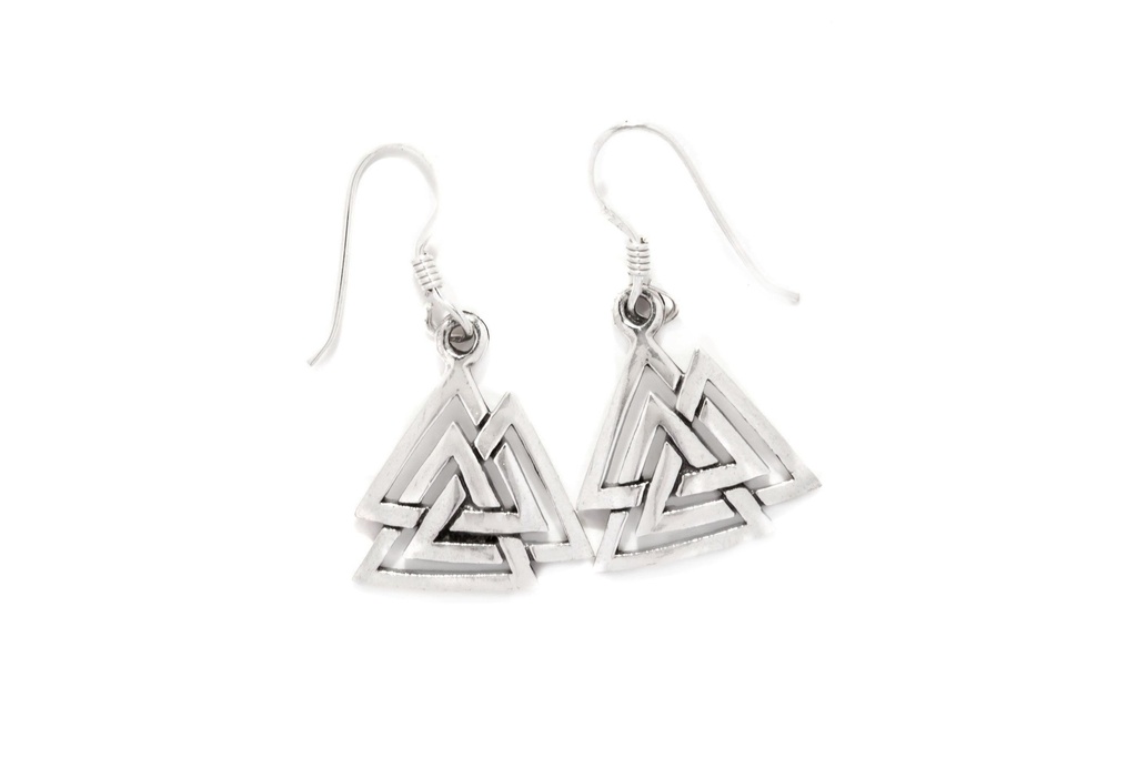Ohrhänger Ragarda mit Valknut aus 925 Silber – Nordischer Wotansknoten Wikinger Ohrschmuck 3 cm