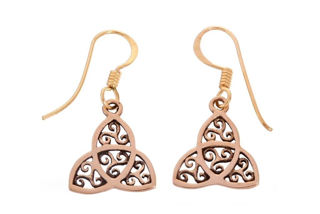 RUNA Ohrringe aus Bronze – Keltischer Triskel Trinity Ohrhänger 3 cm