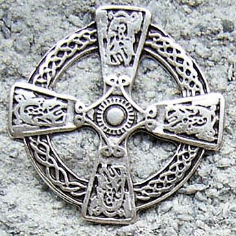 [N-206-1] Keltischer Kreuz-Beschlag in Silberoptik – 40 mm Zierbeschlag mit keltischen Ornamenten