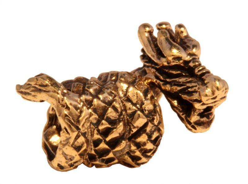 Drache Bartperle aus Bronze – Wikinger Haar- und Bartschmuck 1,5 cm