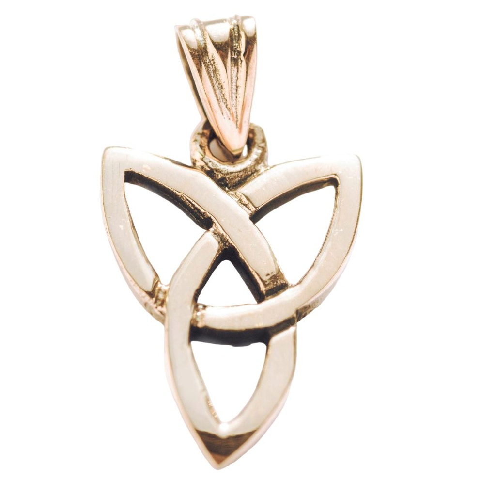 Keltischer Anhänger BRIGID aus Bronze – Filigranes Trinity-Knoten-Amulett (2,1 cm)