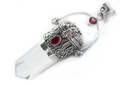 Schmuck Anhänger Mira mit Bergkristall und Granat 7,5 cm – Silber 925 – Mystisches Amulett mit geheimem Fach