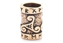 Wikinger Perle "Dwarven Might" aus Bronze – Bart- & Haarperle mit Runen & Triskele 1,5 cm