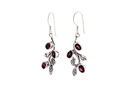 LEAVES Ohrringe aus Silber mit Granat – Boho Elfen Ohrschmuck mit Blattmotiv 4,5 cm