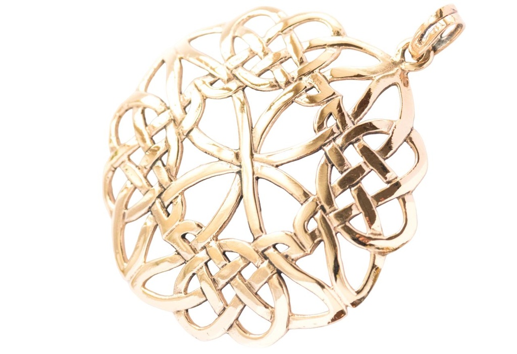 Schmuck Anhänger Syanna Ø 5,3 cm – Bronze – Großes keltisches Amulett mit Knotenmuster für Schutz & Harmonie