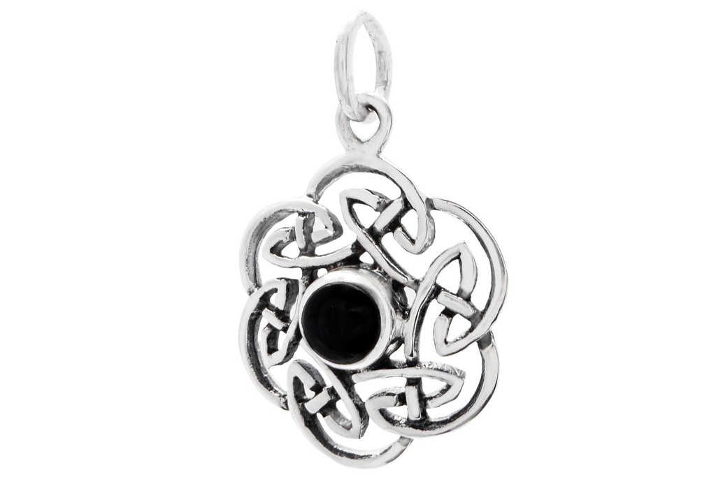 Schmuck Anhänger Nuada 2,5 cm – Silber 925 – Keltisches Amulett mit Onyx-Stein 