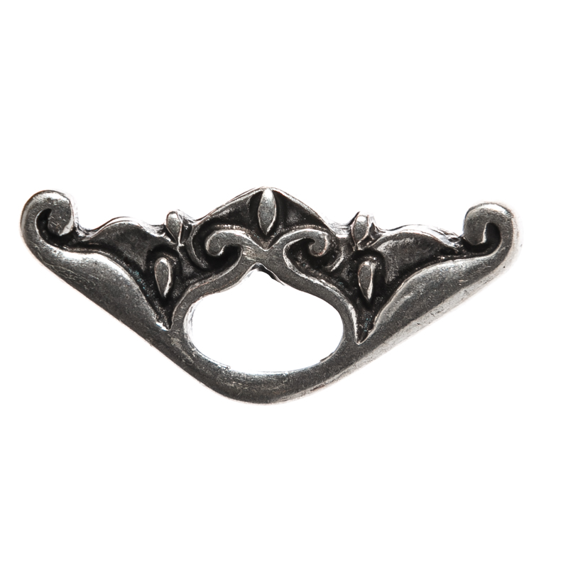 Befestigungsöse silberfarben – Mittelalterlicher Beschlag für Gürtel, Taschen & Lederarbeiten (44 mm)