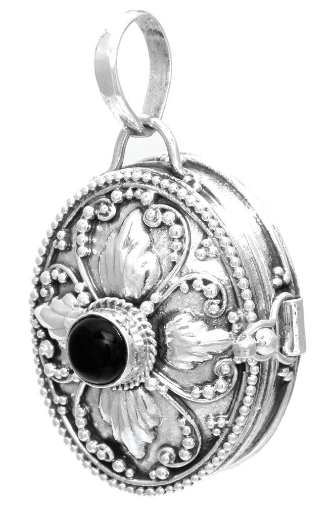 Schmuck Medaillon Sirona mit Onyx 3,4 cm – Silber 925 – Mystischer Anhänger mit geheimer Bedeutung