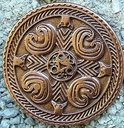 Großer Zierbeschlag „Brustplatte“ aus kupferfarbenem Zamak – Wikinger-Brustschild mit Tierornament