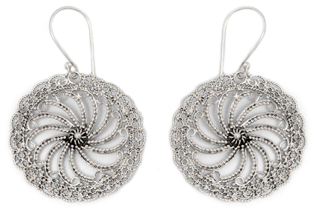 [oh130] Ohrhänger Sól Wikinger Sonne aus Silber 925 – Nordischer Sonnen-Schmuck 2,8 cm Ø