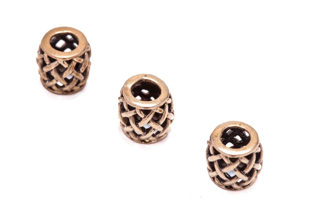 RAGNAR Bartperle aus Bronze – Wikinger Schmuckperle mit Flechtmuster 8 mm